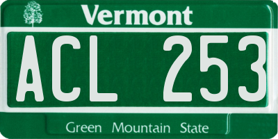 VT license plate ACL253