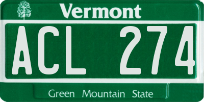 VT license plate ACL274