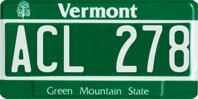 VT license plate ACL278