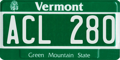 VT license plate ACL280