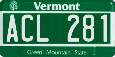 VT license plate ACL281