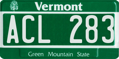 VT license plate ACL283