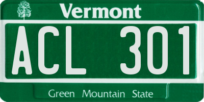 VT license plate ACL301