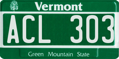 VT license plate ACL303