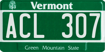VT license plate ACL307