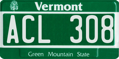VT license plate ACL308