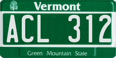 VT license plate ACL312
