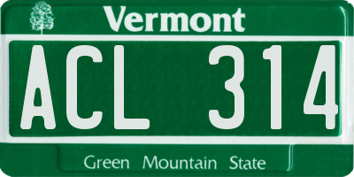 VT license plate ACL314