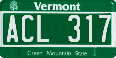 VT license plate ACL317