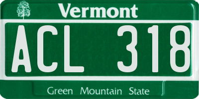 VT license plate ACL318
