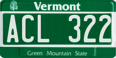 VT license plate ACL322
