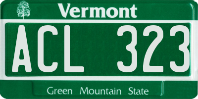 VT license plate ACL323