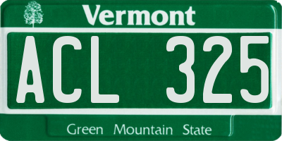VT license plate ACL325