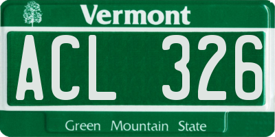 VT license plate ACL326