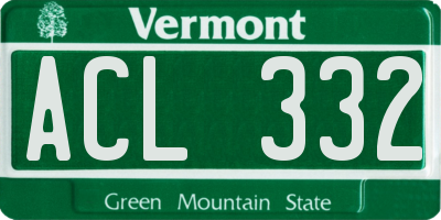 VT license plate ACL332