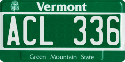 VT license plate ACL336