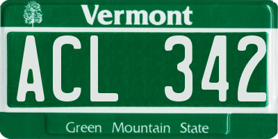 VT license plate ACL342