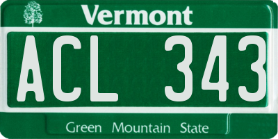 VT license plate ACL343