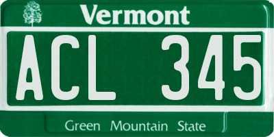 VT license plate ACL345