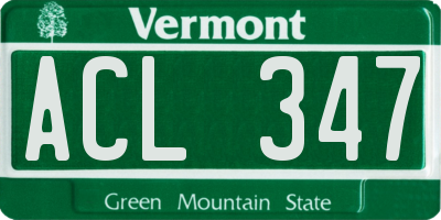 VT license plate ACL347