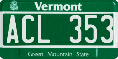 VT license plate ACL353