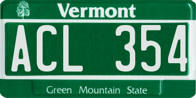 VT license plate ACL354