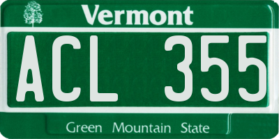 VT license plate ACL355