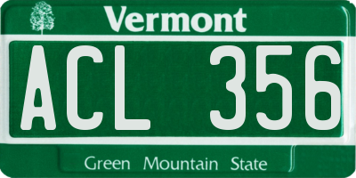 VT license plate ACL356