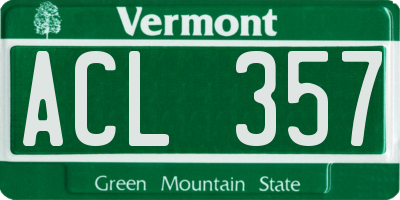 VT license plate ACL357