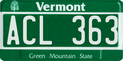 VT license plate ACL363