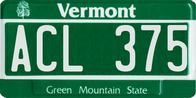 VT license plate ACL375
