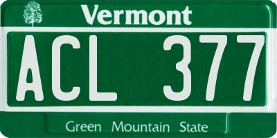 VT license plate ACL377