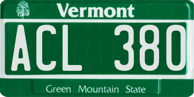 VT license plate ACL380