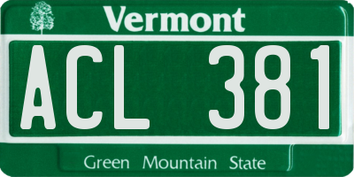 VT license plate ACL381