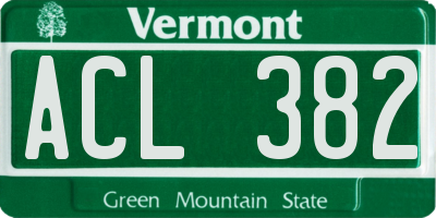 VT license plate ACL382