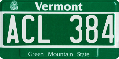 VT license plate ACL384