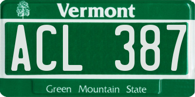 VT license plate ACL387
