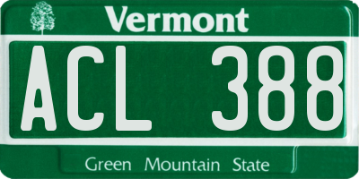 VT license plate ACL388