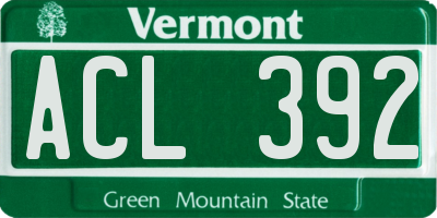 VT license plate ACL392