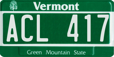 VT license plate ACL417