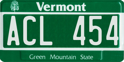 VT license plate ACL454