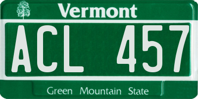 VT license plate ACL457