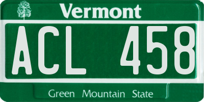 VT license plate ACL458
