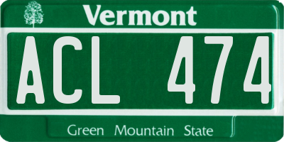 VT license plate ACL474