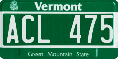 VT license plate ACL475
