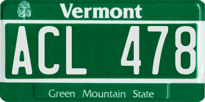 VT license plate ACL478