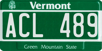 VT license plate ACL489