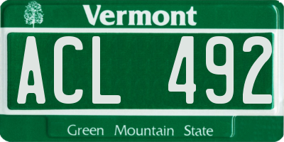 VT license plate ACL492