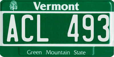 VT license plate ACL493