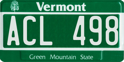 VT license plate ACL498